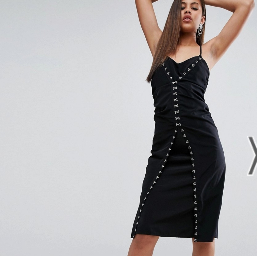 Asos black hook and eye dress nwt